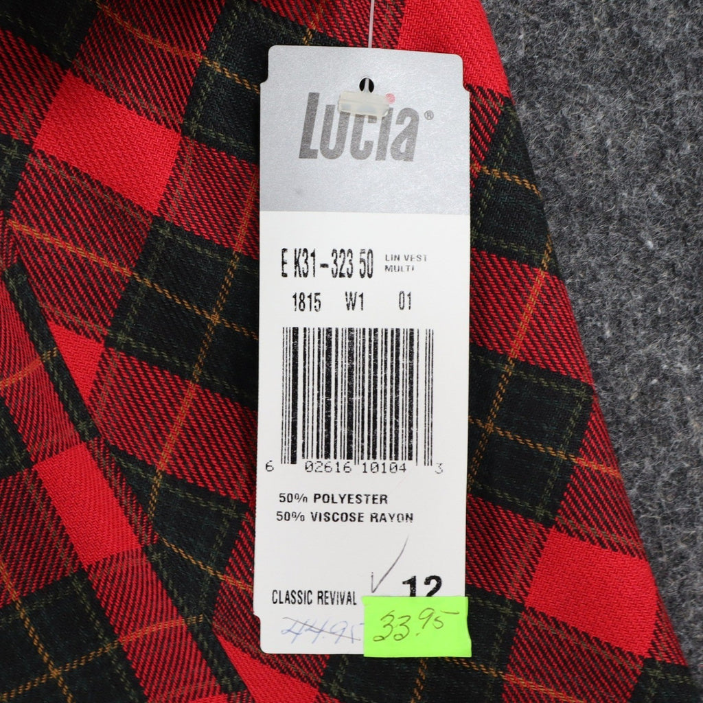 Lucia Plaid Vest Womens Size 12 Vintage 90s Red Tartan Button Front Made in USA - take2supply