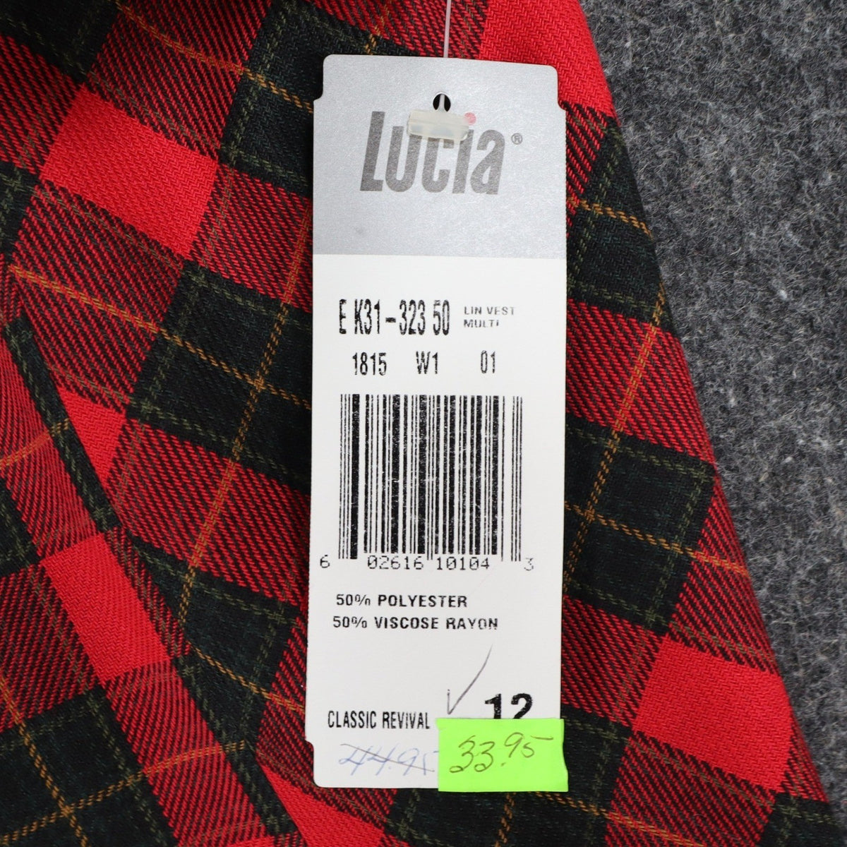 Lucia Plaid Vest Womens Size 12 Vintage 90s Red Tartan Button Front Made in USA - take2supply