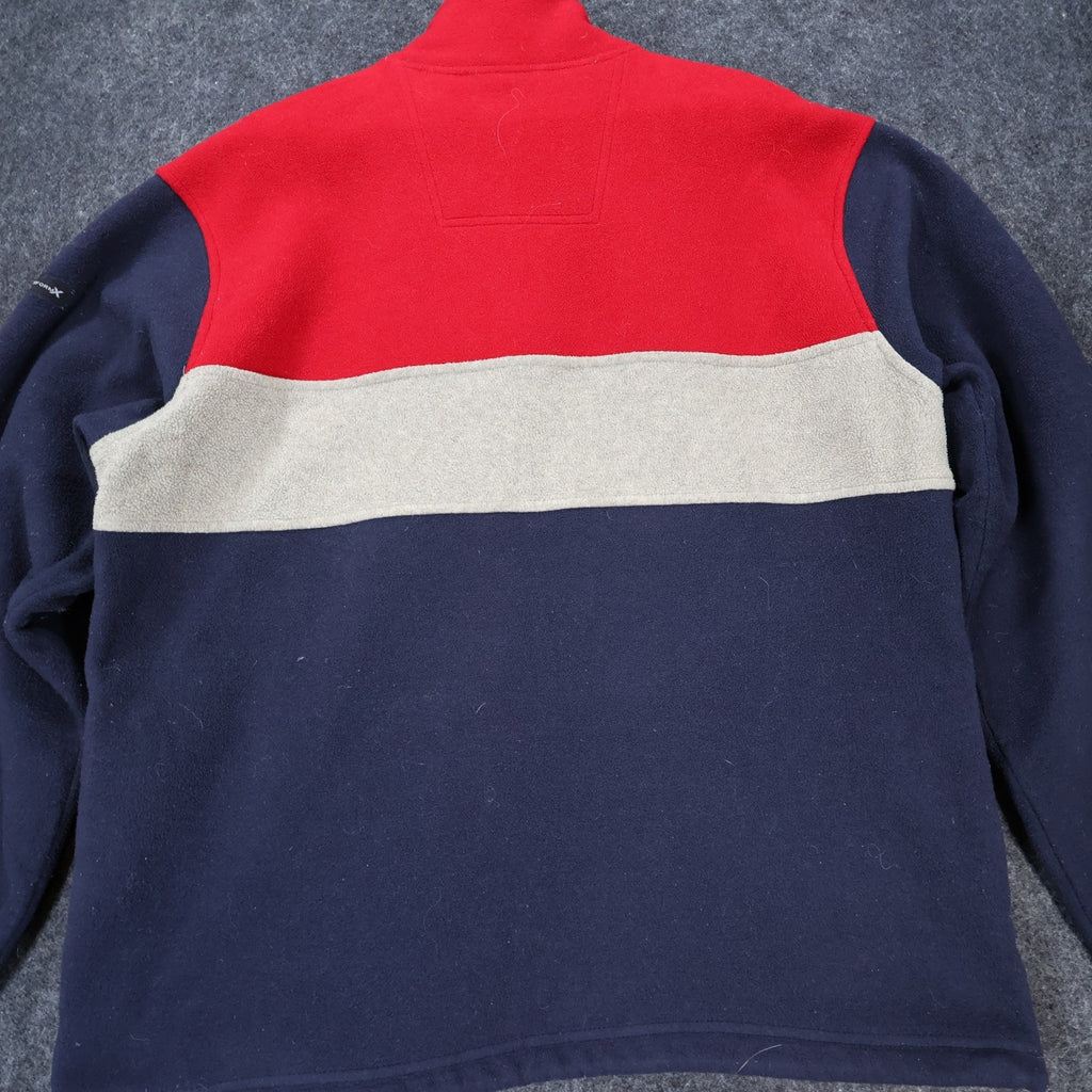 IZOD Fleece Pullover Mens Large Red Excellent Colorblock Quarter Zip - take2supply