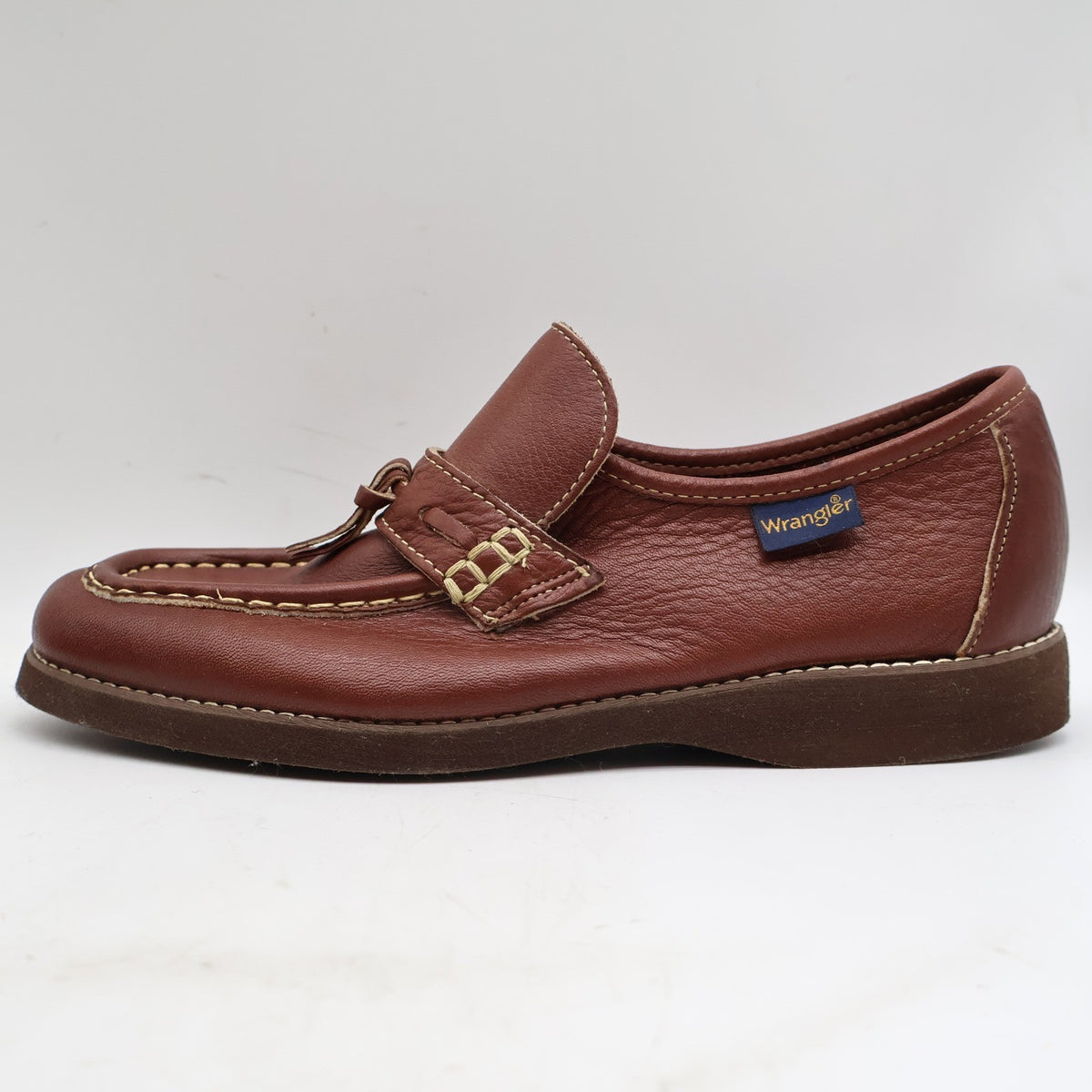Wrangler Loafers Mens 8 M Vintage Brown Leather Deadstock Moccasin Toe 96-5527 - take2supply