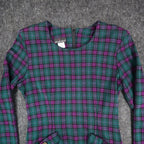 My Michelle Plaid Dress Womens 13/14 Vintage 90s Purple Green Long Sleeve Mini - take2supply