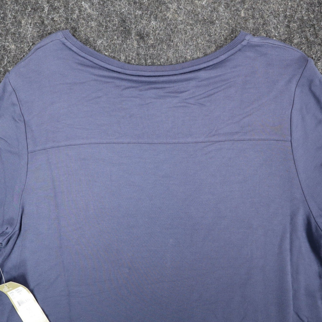 Erin London Studded Puff Sleeve Top Womens Medium Blue Viscose French Terry NWT - take2supply