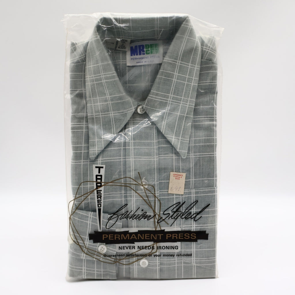 Mr Dee Cee Shirt Boys 10 Gray Green Plaid Long Sleeve Dagger Collar USA NWT - take2supply