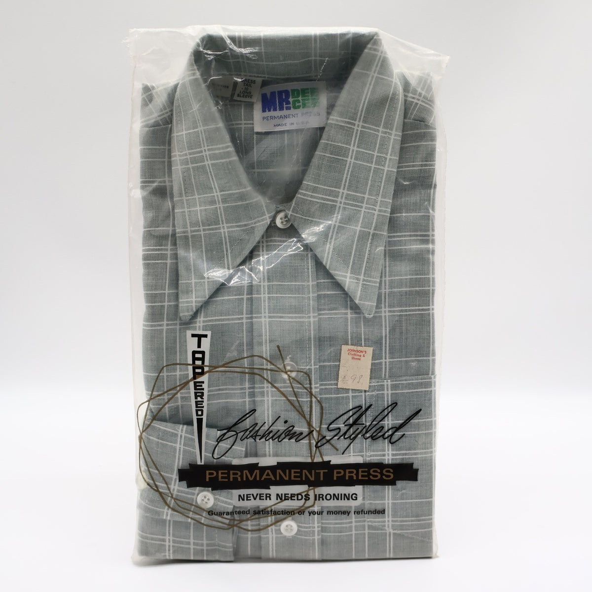 Mr Dee Cee Shirt Boys 10 Gray Green Plaid Long Sleeve Dagger Collar USA NWT - take2supply