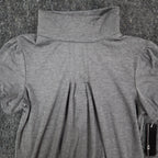 AGB Mock Neck Top Womens Size S Gray Short Puff Sleeve Pleated Front 04-29J33 - take2supply