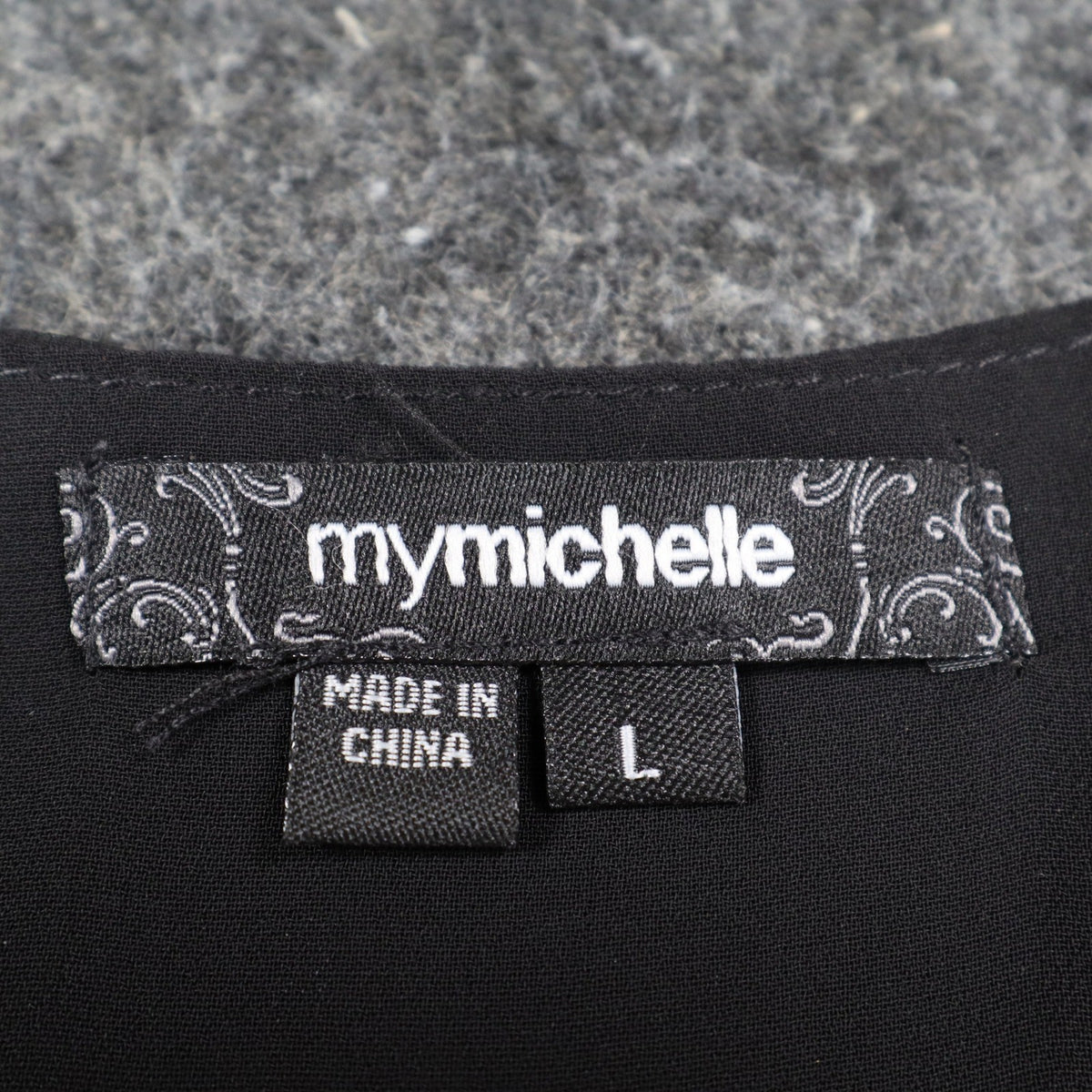 mymichelle Sleeveless Blouse Large White Black Bow Chiffon Faux Wrap Top - take2supply