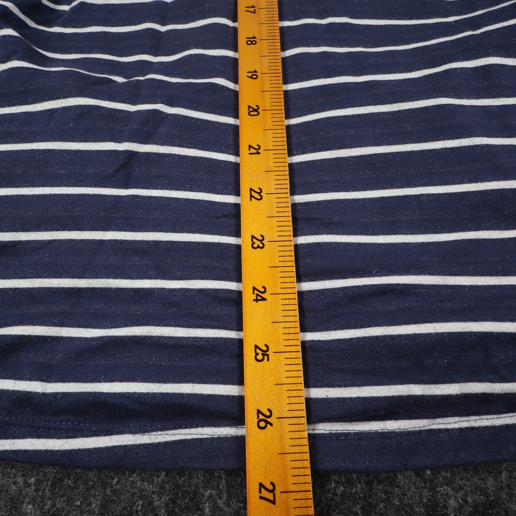 Erin London Womens L Navy White Striped Zip Hoodie Bell Sleeve Pockets NWT - take2supply