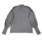 Erin London Women Large Mock Neck Balloon Sleeve Knit Top Gray 00125 NWT - take2supply