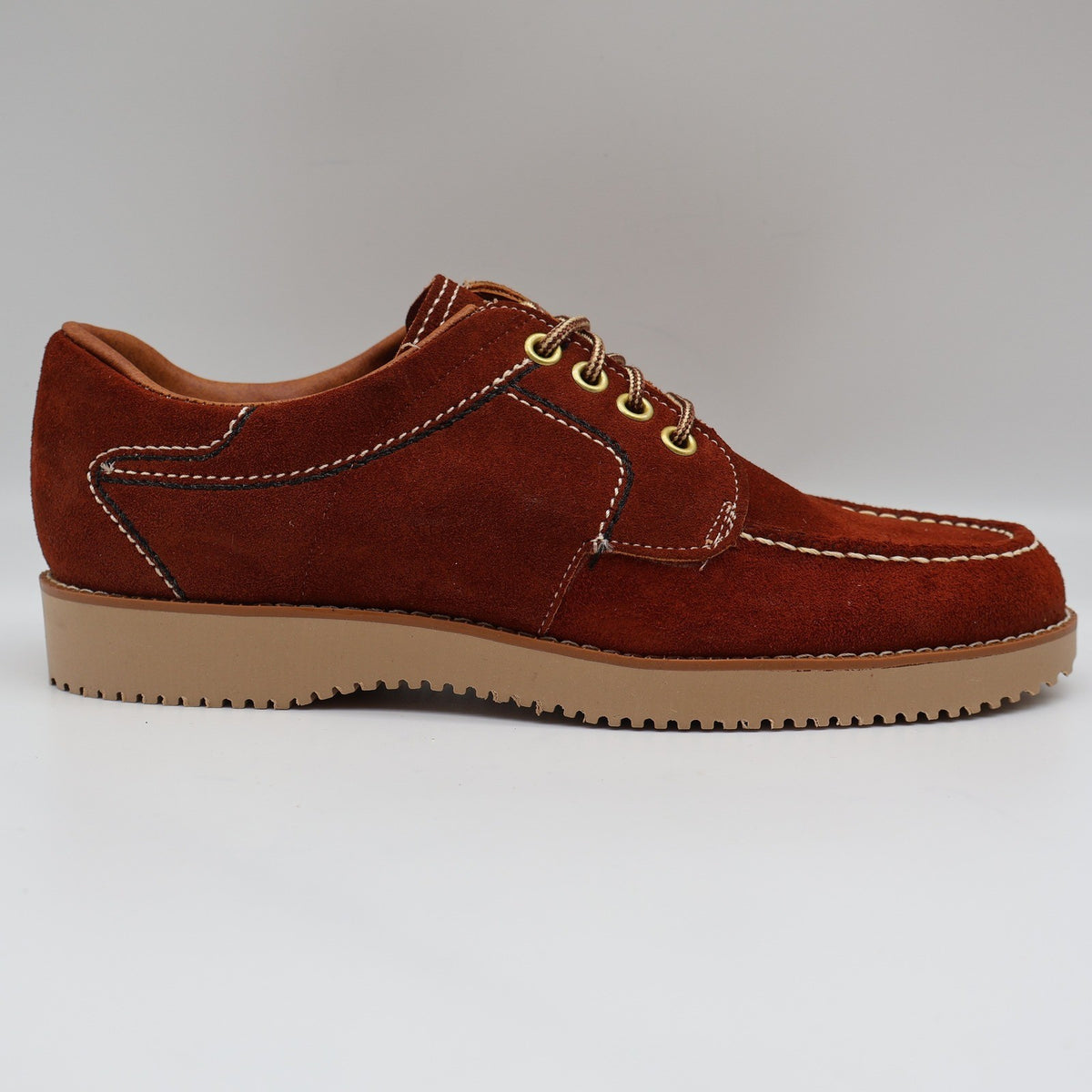 James Pepper Oxford Shoes Mens 5.5 D Vintage Rust Brown Suede Moc Toe - take2supply