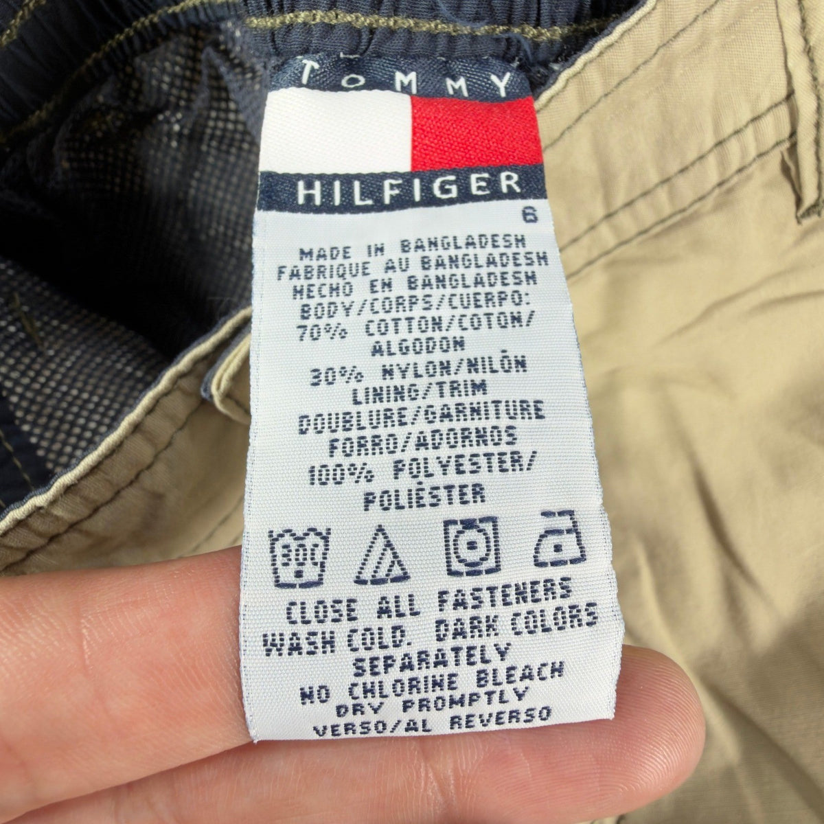 Tommy Hilfiger Y2K Cargo Shorts Boys 6 Beige Cotton Nylon NWT New - take2supply