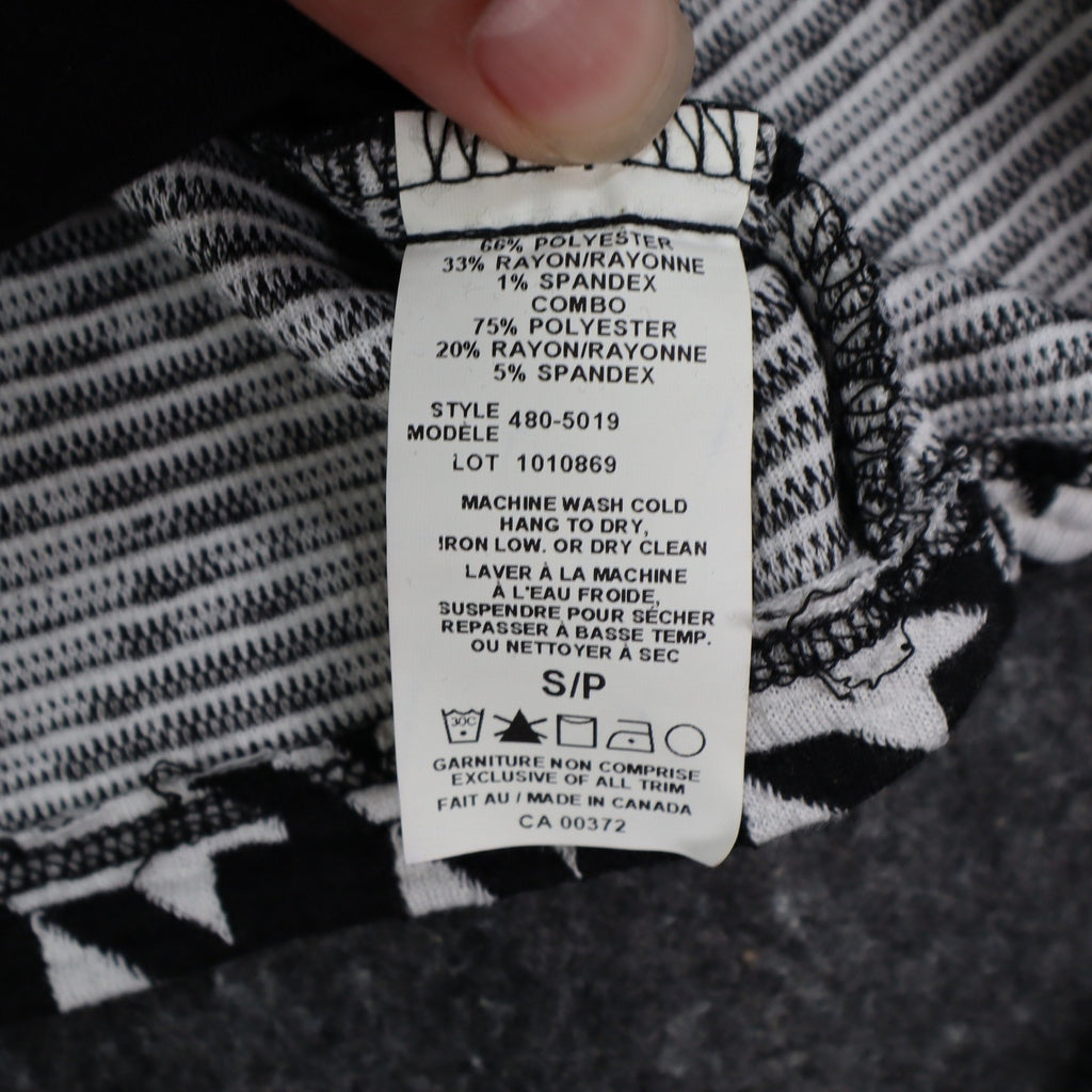 Lanalee Cardigan Women Small Black White Houndstooth Open Front Made in Canada - take2supply