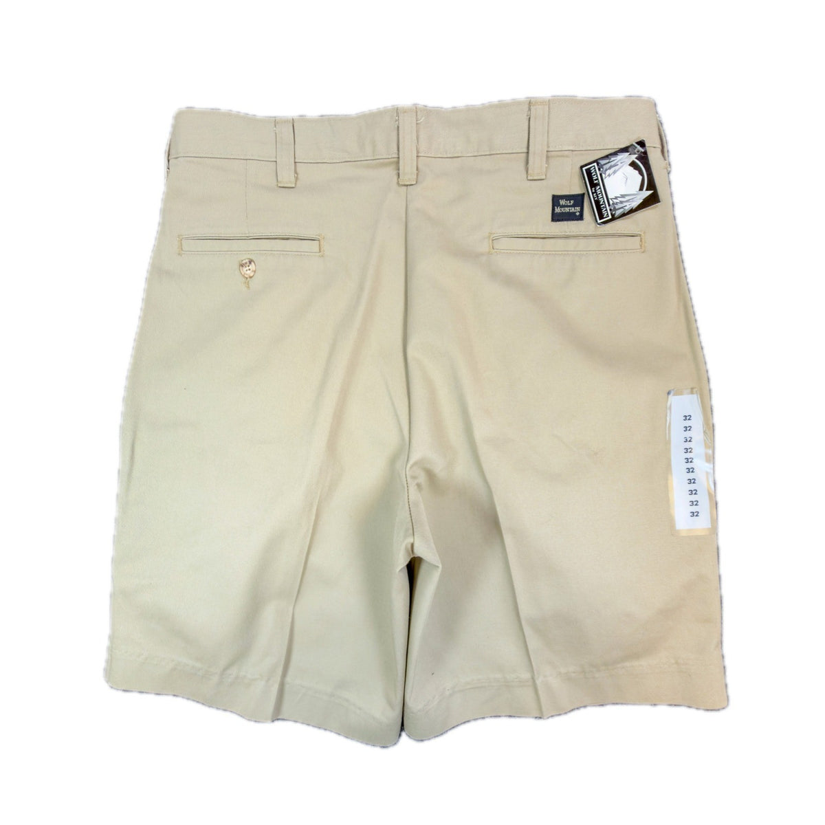 Wolf Mountain Key Shorts Mens 32 Tan Khaki 100% Cotton Pleated Vintage USA NWT - take2supply