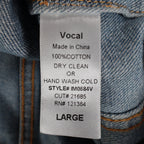 Vocal Denim Vest Womens Large Blue Light Wash Rhinestone Studded Frayed Y2K - take2supply