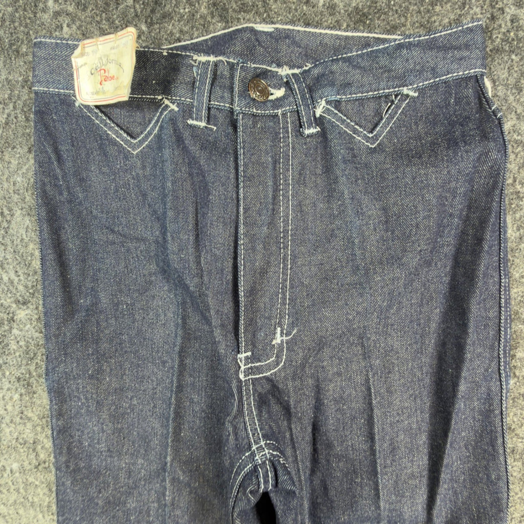 California Babe Jeans Womens 7 Blue Cotton High Waist Flare Vintage 70s - take2supply