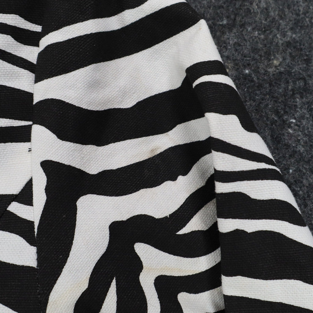 Emma J Zebra Print Jacket Womens M Y2K Black White Cotton Grommet Eyelet Trim - take2supply