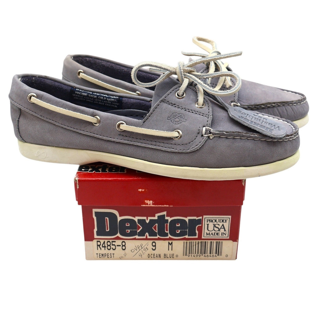 Dexter Boat Shoes Womens 9 Vintage 90s USA Ocean Blue Leather Washables R485-8 - take2supply