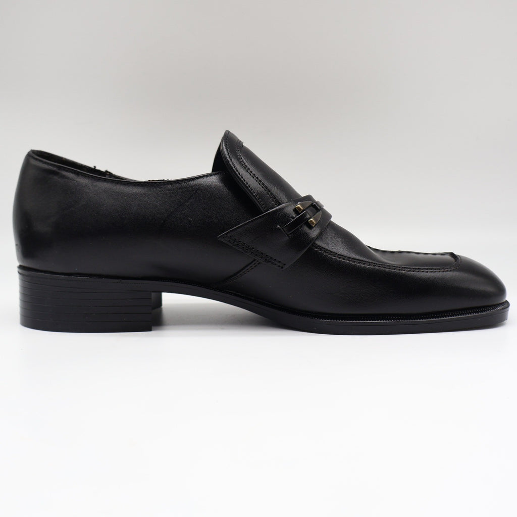 Fortune Shoes Loafers Mens 10 Vintage 70s Black Leather Square Toe Deadstock - take2supply