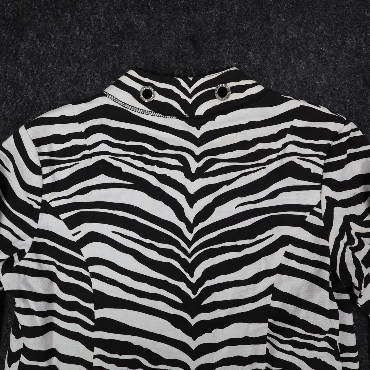 Emma J Zebra Print Jacket Womens M Y2K Black White Cotton Grommet Eyelet Trim - take2supply