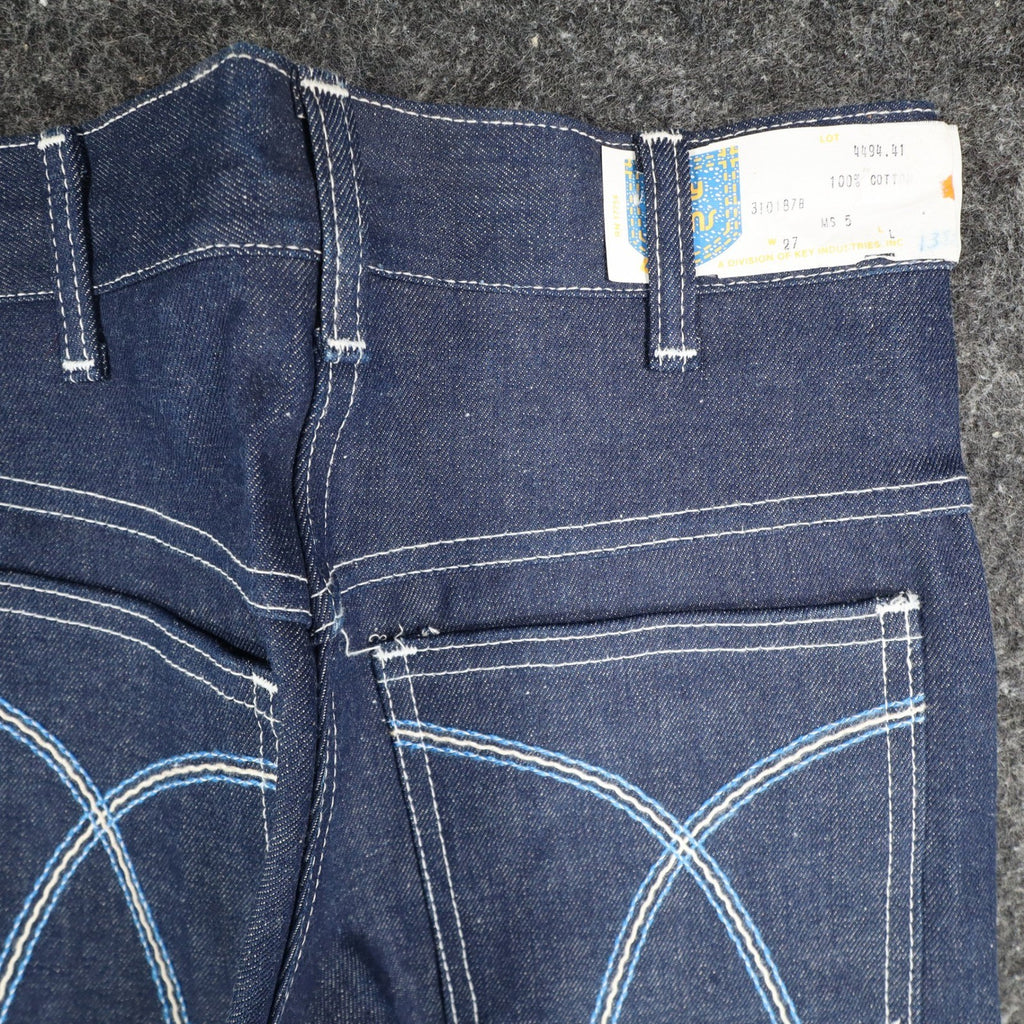 Key Jeans Vintage Womens 27 L Blue Embroidered Flare Jeans NWT - take2supply