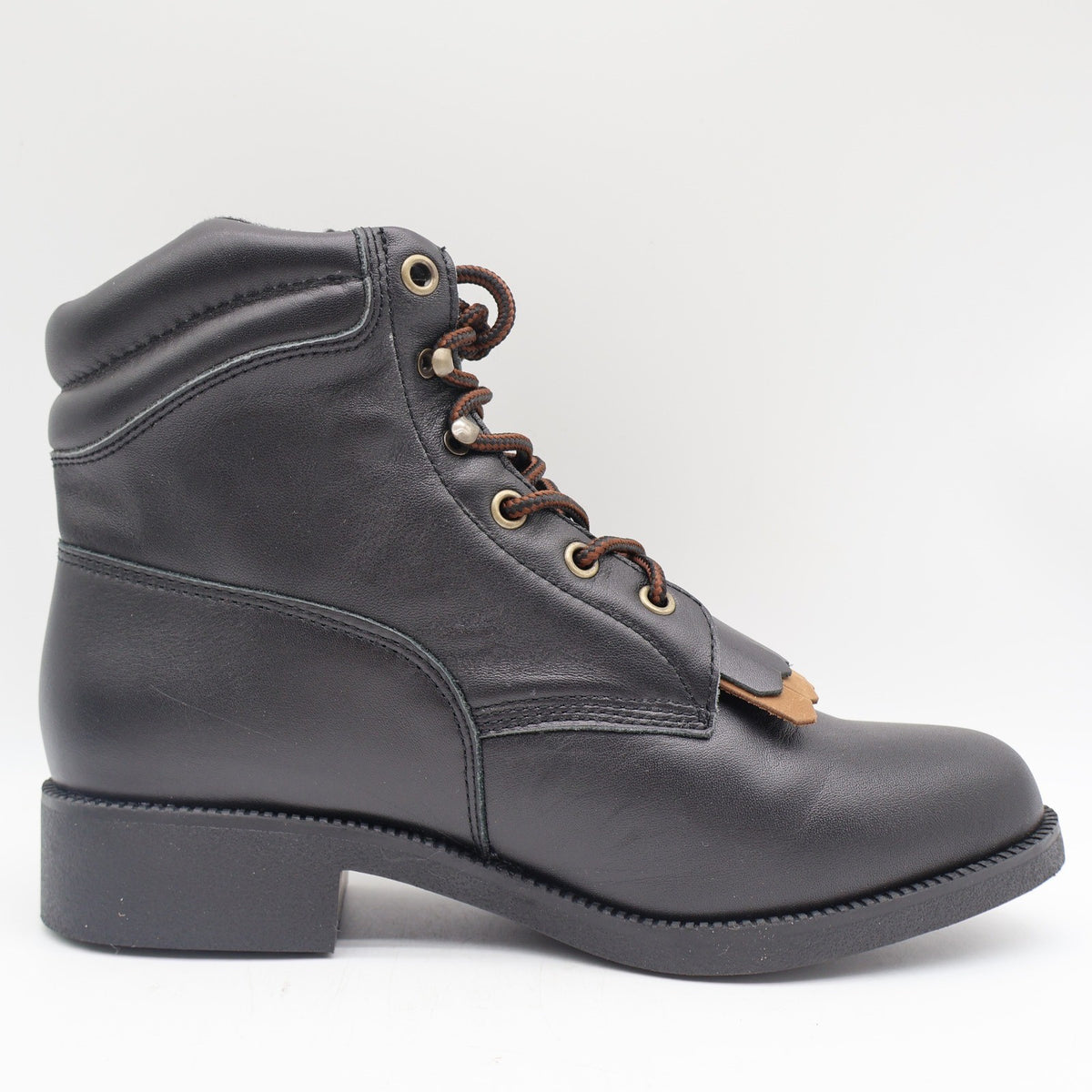 Saddle Brand Boots Womens 9 Black Leather Kiltie Lace Up Work Western 550 Y2K - take2supply