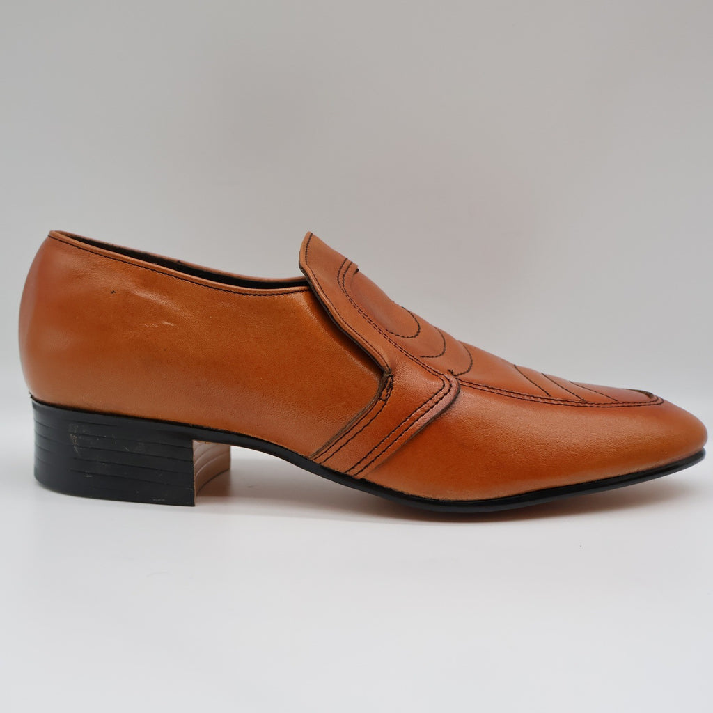 James Pepper Loafers Mens 7 D Vintage 70s Cognac Leather Deadstock USA 44041 - take2supply
