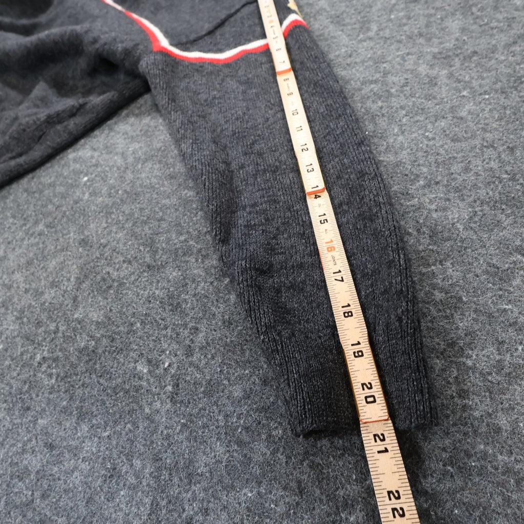 s.Cool Sports Quarter Zip Sweater Mens L Charcoal Excellent Striped Merino Wool - take2supply