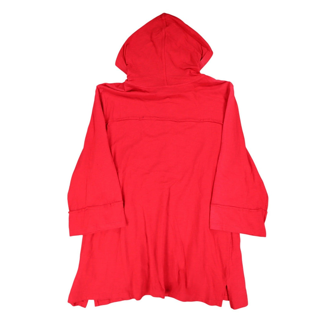 Erin London Womens L Red Cotton Hooded Pullover 3/4 Sleeve Top NWT - take2supply