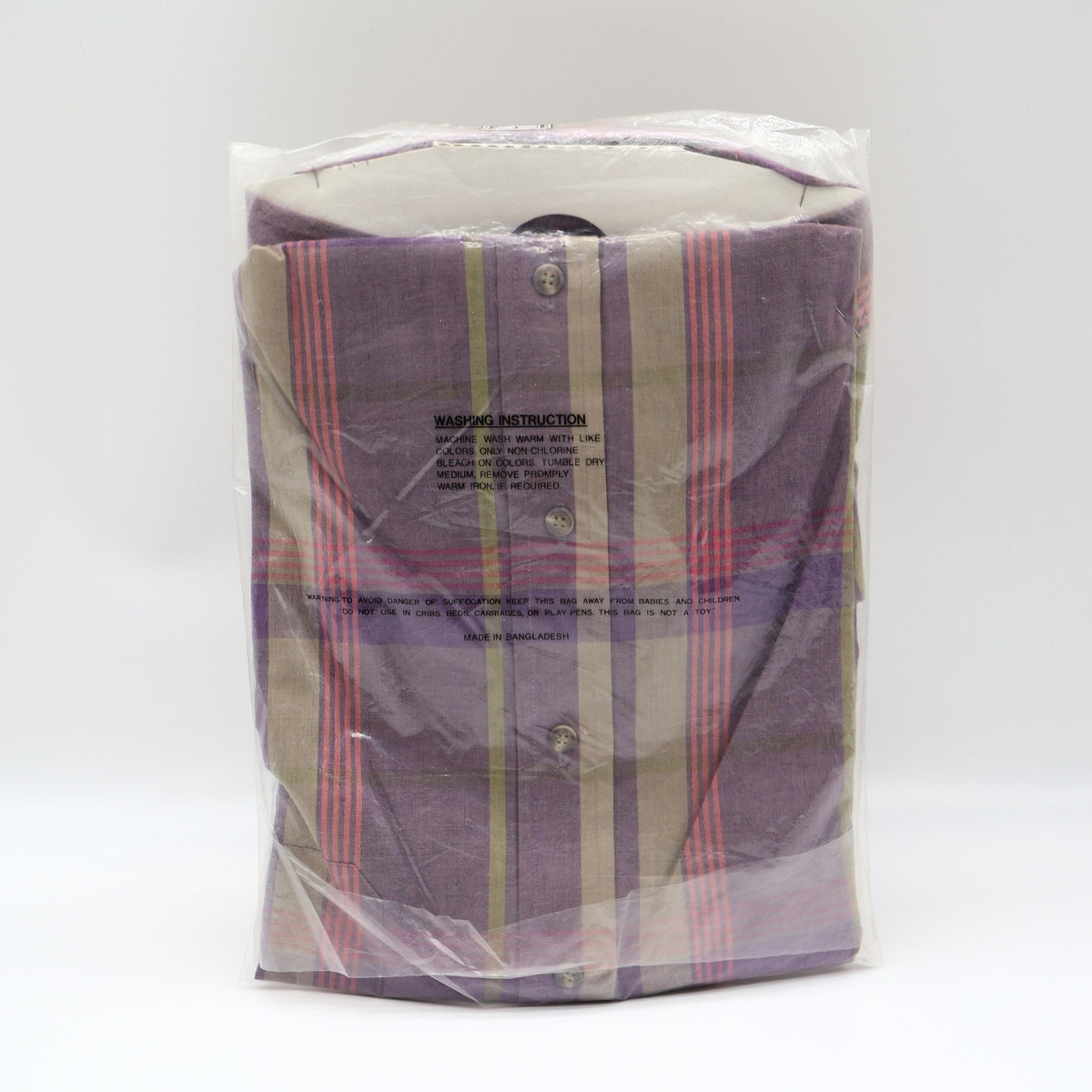 London Fog Plaid Button Down Shirt Mens XL Vintage 90s Purple Cotton Blend NIP - take2supply