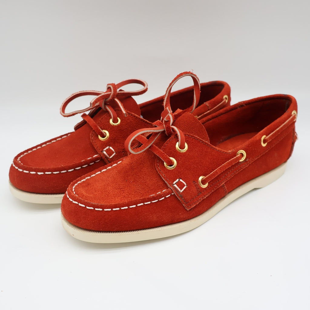 Vintage Boat Shoes 7.5 M Rust Red Suede Leather Moccasin Deck Shoes Deadstock - take2supply
