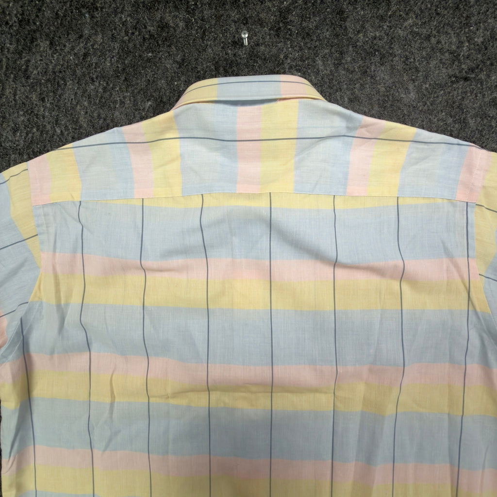 Career Club Vintage 80s Short Sleeve Shirt Mens XL Pastel Striped New - take2supply