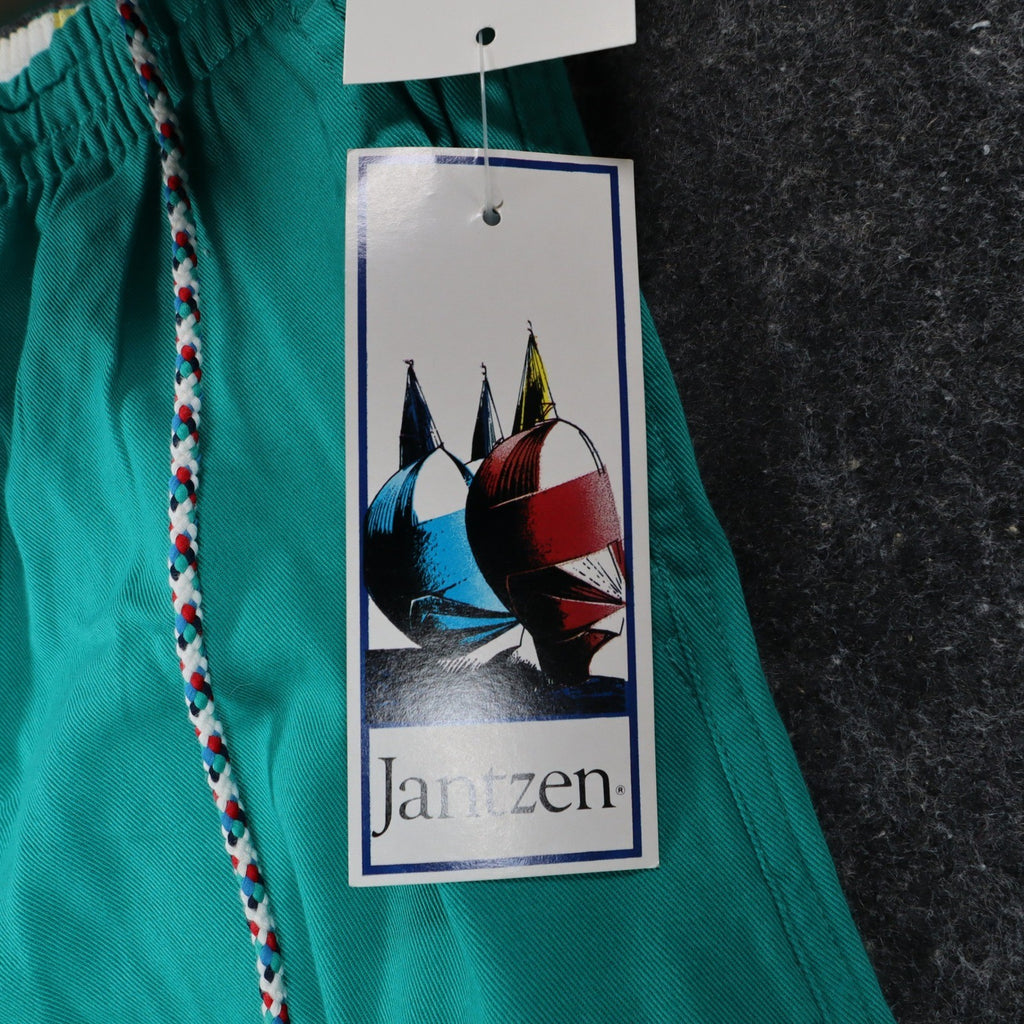 Jantzen Sport Shorts Mens S Vintage 90s Lagoon Green Cotton Braided Drawstring - take2supply