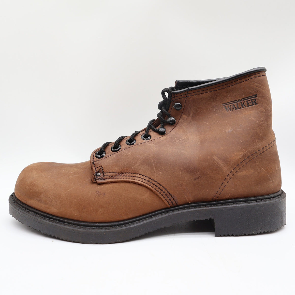 Walker Vintage 90s Work Boots Mens 11 D Brown Leather NWT Made in USA Deadstock - take2supply