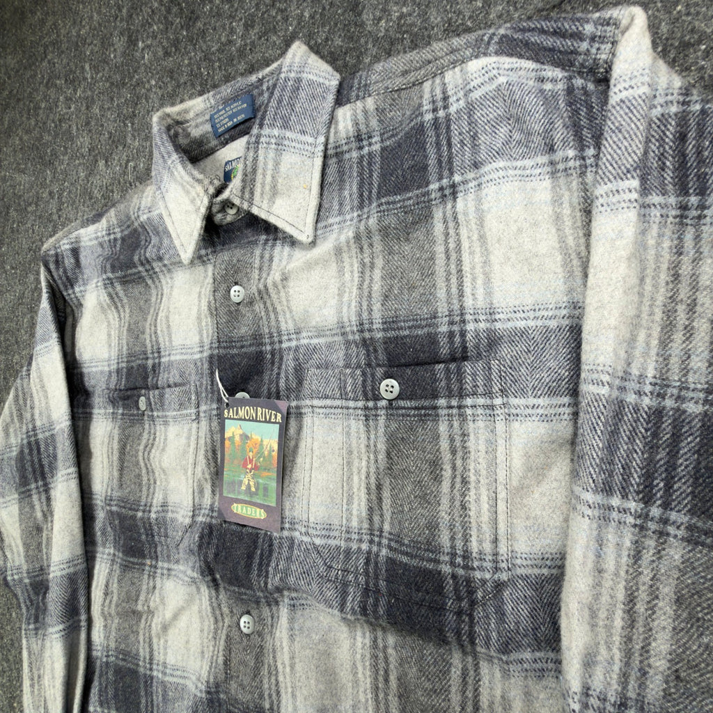Salmon River Traders Plaid Flannel Shirt Mens XL Grey Wool Blend NWT C471 - take2supply