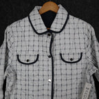 Marcona Reversible Quilted Jacket Womens Medium White Navy Grid Snap Front NWT - take2supply