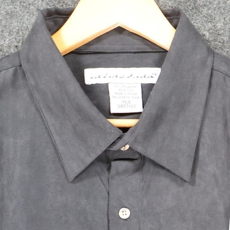 Irvine Park Button Up Mens XLG Gray Excellent Faux Suede Long Sleeve - take2supply