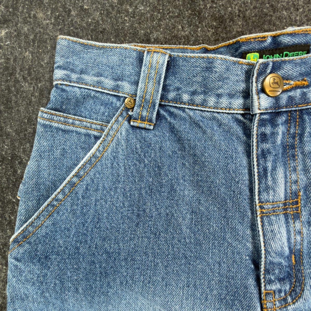 John Deere Y2K Carpenter Denim Shorts Boys 12 Stone Wash Cotton NWT Deadstock - take2supply