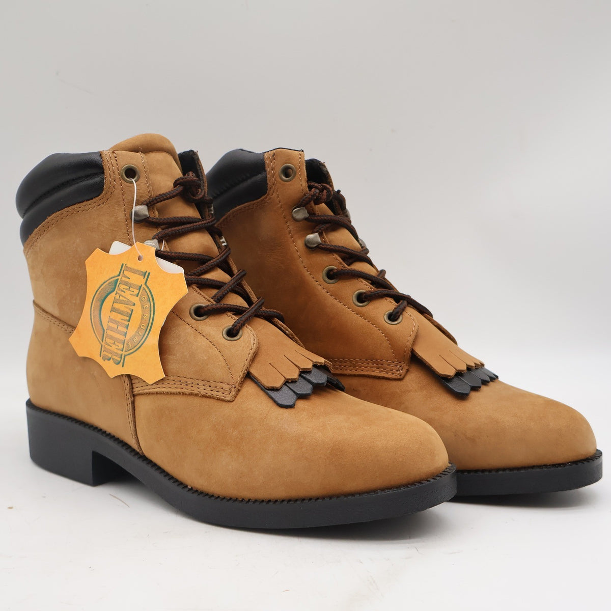 Laredo 551 Western Kiltie Boots Womens 8M Tan Leather Lace Up Deadstock 2006 - take2supply