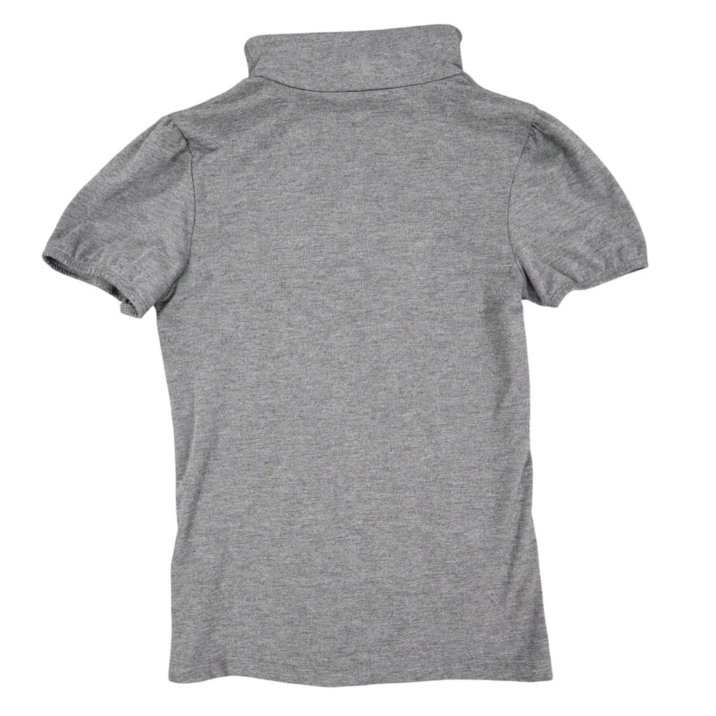 AGB Mock Neck Top Womens Size S Gray Short Puff Sleeve Pleated Front 04-29J33 - take2supply
