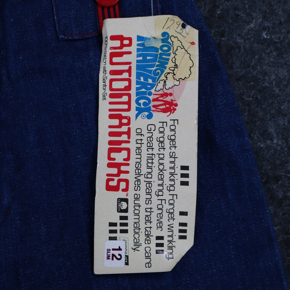Young Maverick Automaticks Jeans Girls 12 Slim Blue Red Flare USA Deadstock NWT - take2supply