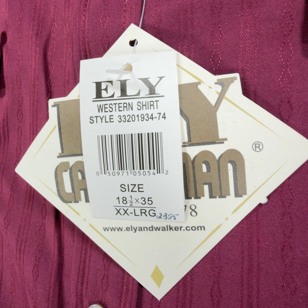 ELY CATTLEMAN Modern Western Shirt Mens XXL Burgundy Pearl Snap NWT - take2supply