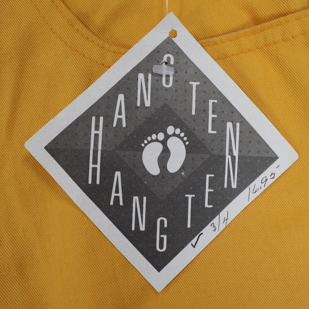 Hang Ten Shorts Womens 3/4 Vintage 90s Yellow Cotton High Rise Made in USA NOS - take2supply