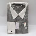 Domani Collection Dress Shirt Mens 16.5 34/35 Grey Grid French Cuff Contrast - take2supply