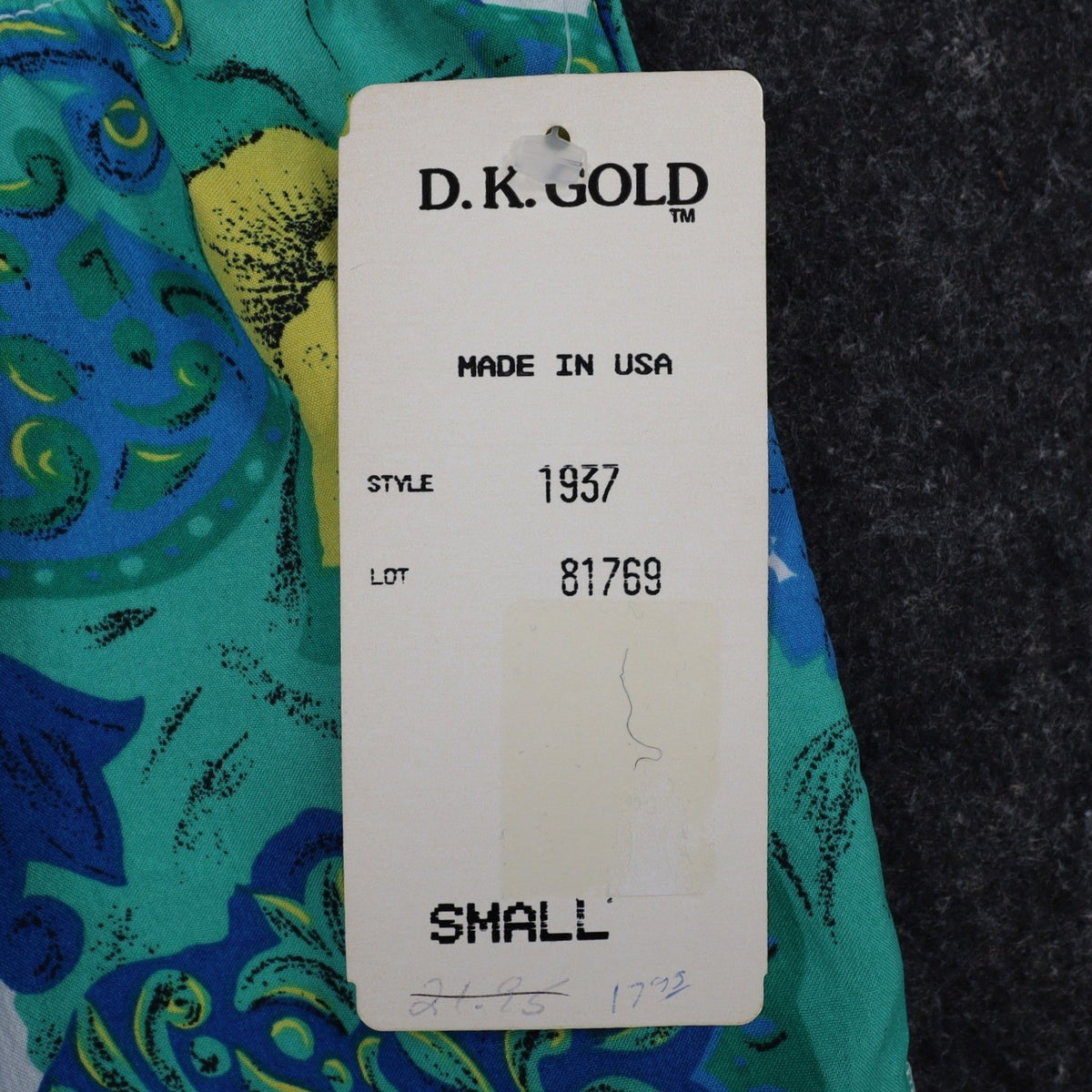 D.K. GOLD Shorts Small Vintage 90s Blue Green Floral Tropical Made in USA C985 - take2supply