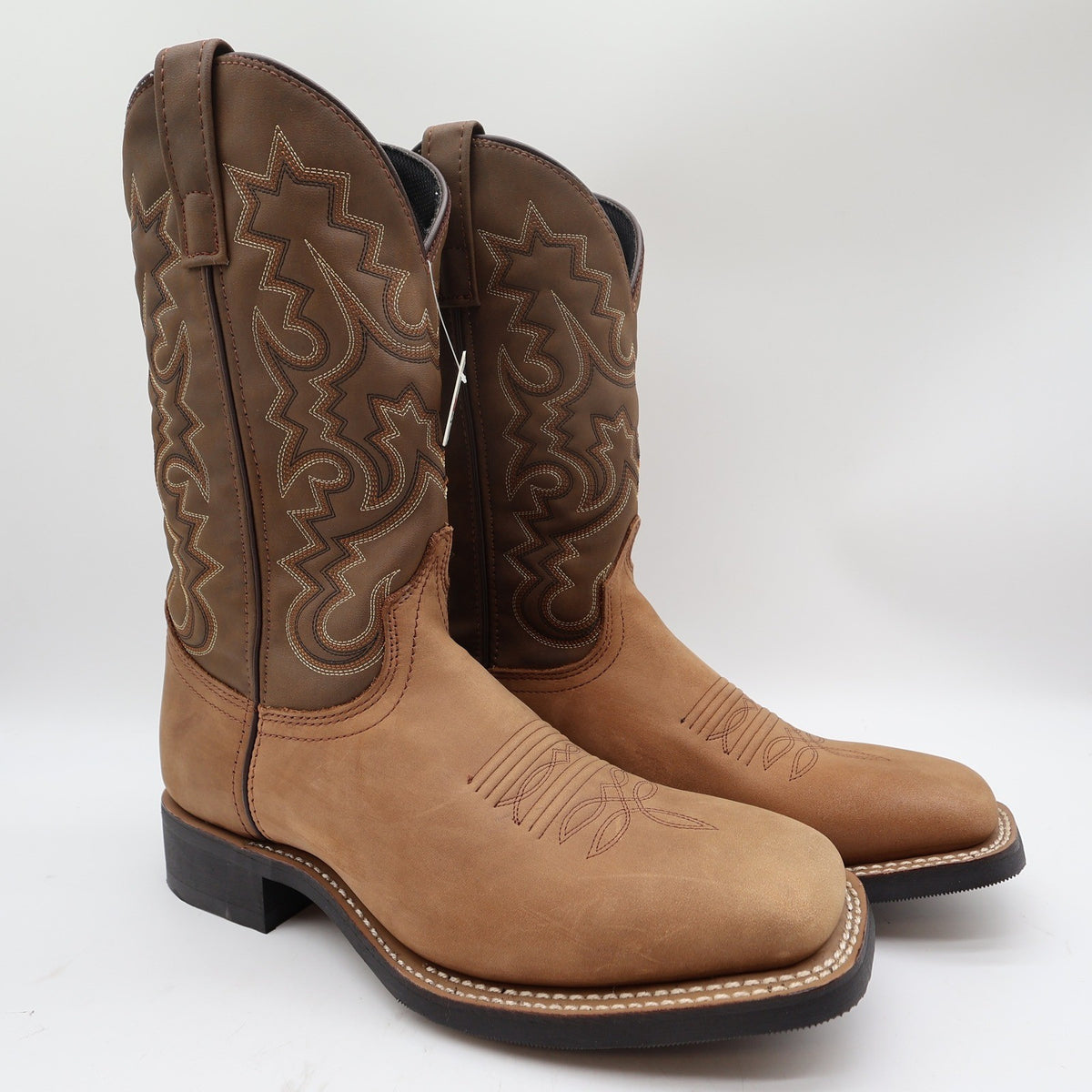Laredo Cheyenne Stockman Boots Mens 9D Tan Leather Western Square Toe NIB - take2supply