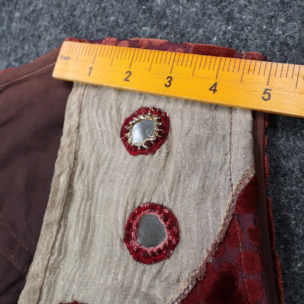 Sandy Starkman Patchwork Vest Womens M Vintage 90s Velvet Embellished Boho Brown - take2supply