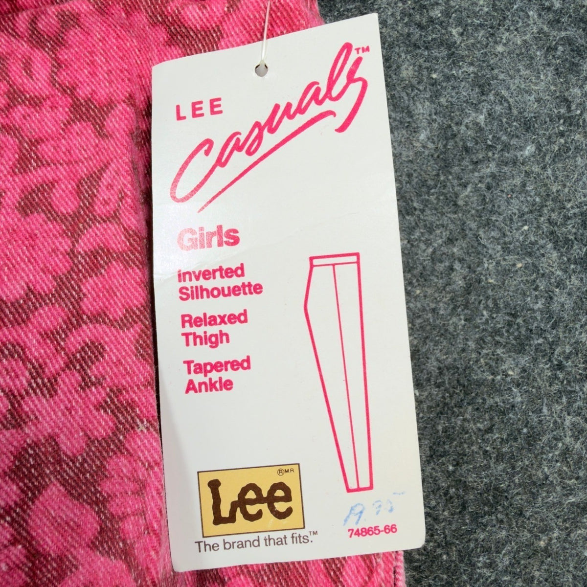 Lee Vintage 80s Floral Casuals Pants Girls 14 Slim Pink USA Made NOS NWT - take2supply