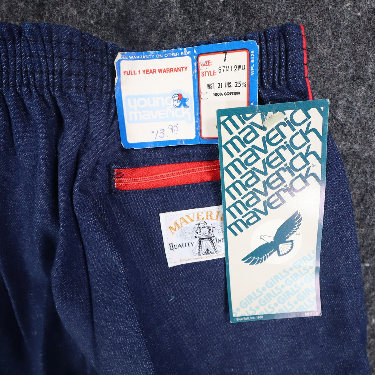 Young Maverick Vintage Girls 7 Blue Red Stripe Flare Jeans NWT - take2supply