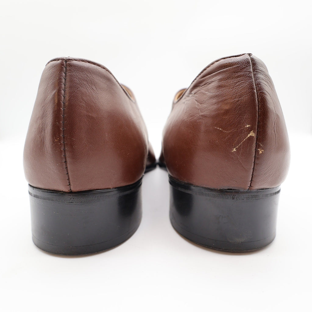 James Pepper Oxford Dress Shoes Mens 12 Vintage Brown Leather Apron Toe 94009 - take2supply