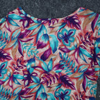 Xtrovert by Donnkenny Blouse Womens Medium Vintage 90s Rayon Tropical Floral USA - take2supply