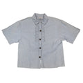 New Expressions Ruffle Shirt Womens M Vintage 80s Light Blue Cotton Boxy USA - take2supply